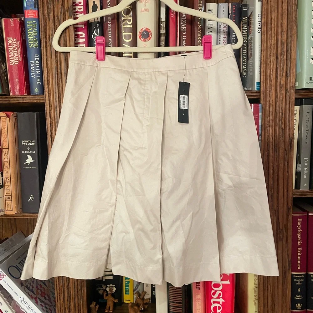 Theory Tan Pleated A-Line Work Skirt